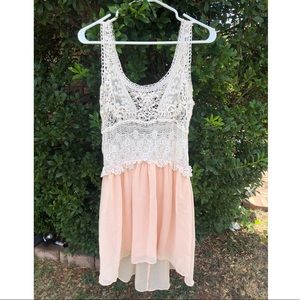 Peach Crochet High Low Dress